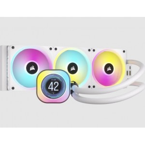 CORSAIR iCUE LINK H150i LCD Liquid CPU Cooler - QX120 RGB Fans - IPS LCD - 360mm Radiator - White - CS-CW-9061010-WW