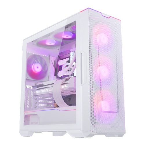 Phanteks Eclipse G500A ATX Case, Tempered Glass, 3x DRGB 140mm fans, Matte White - PH-EC500GA_DMW01A